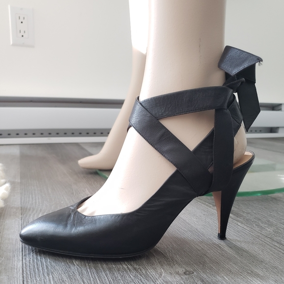 Vintage | Leather slingbacks with ankle wrap - Picture 3 of 10